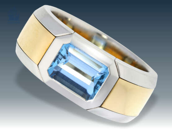 Ring: massiver, ehemals sehr teurer Platin-Goldschmiedering mit sehr schönem Aquamarin von 1,5ct - фото 1