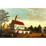 MALER der 1. Hälfte des 19 Jahrhundert, "Oberbalzheim an der Iller, Blick auf die Kirche", - Foto 1