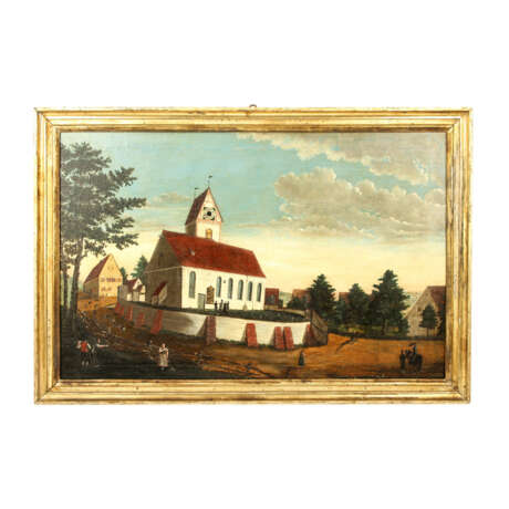MALER der 1. Hälfte des 19 Jahrhundert, "Oberbalzheim an der Iller, Blick auf die Kirche", - photo 2