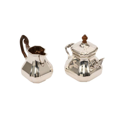NIEDERLANDE 4-tlg. Kaffee-Teekern, Deckeldose mit Unterteller und Tablett, Silber, 2. Hälfte 20. Jahrhundert - фото 3