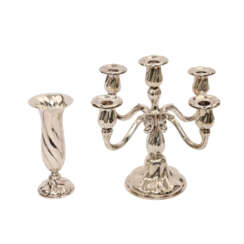 DEUTSCH 5-flammiger Kerzenleuchter und Vase, Silber, 20. Jahrhundert