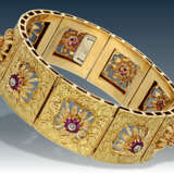 Armband: exquisites, ehemals sehr teures vintage Goldschmiedearmband mit Rubinen und Diamanten, 18K Gold - фото 1
