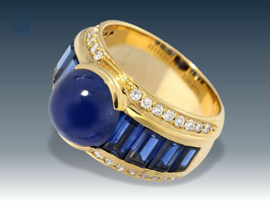 Ring: exquisiter, ehemals sehr teurer Saphir/Diamant-Goldschmiedering - photo 1