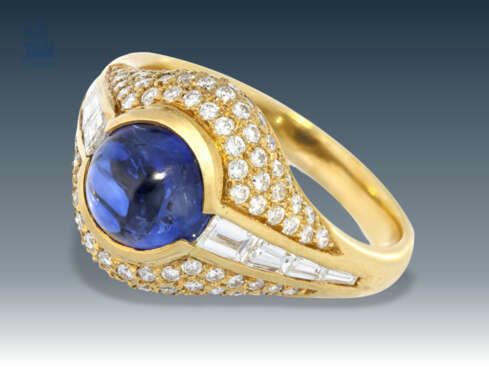 Ring: a very attractive and formerly very expensive sapphire/diamond ring in 18K Gold - photo 1