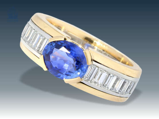 Ring: moderner, ehemals sehr teurer Diamant/Saphir-Goldschmiedering, 18K/Platin, Neupreis ca.7500€ - фото 1
