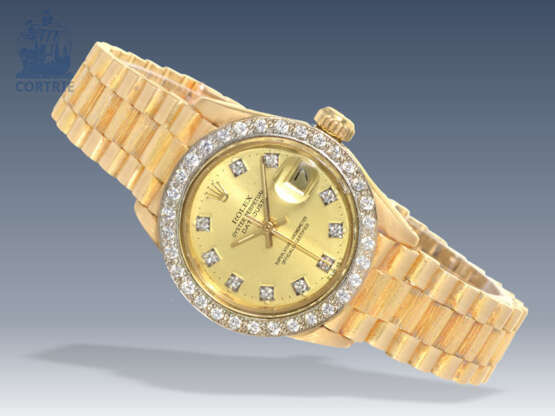 Armbanduhr: luxuriöse vintage Damenuhr Rolex Datejust "Borke" mit Diamantzifferblatt und Brillant-Lünette, 70er Jahre - photo 1