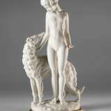 Große Porzellanfigur "Mädchenakt mit Windhund" - photo 1