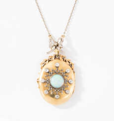 Opal-Diamant-Médaillon mit Kette