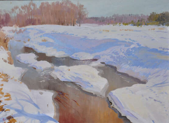 “Spring.River.” Canvas Oil paint Impressionist Landscape painting 2006 - photo 1