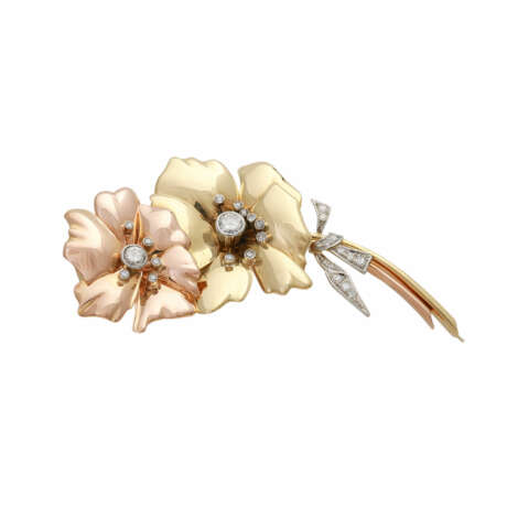 Brosche "Blütenbouquet" mit 2 Diamanten - Foto 1