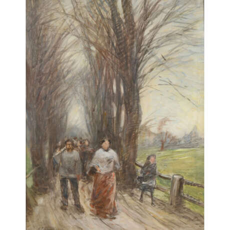 SCHMIDT-GLINZ, FRANZ (1860-1929), „Marschierende auf einer Allee“, - photo 1