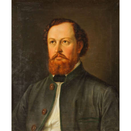 JACOB, M. (Maler 19. Jh), "Portrait eines Jägers", - Foto 1