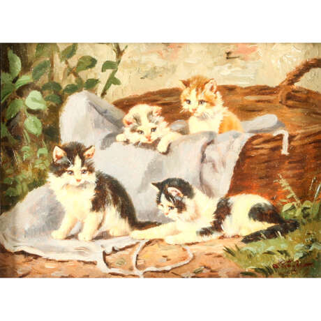 KÖGL, BENNO (1892-1973), "Vier junge Katzen am Korb", - Foto 1