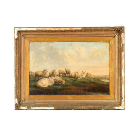 MALER der 2. Hälfte 19. Jahrhundert, "Schafe auf dem Deich", - Foto 2
