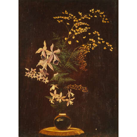 MALER/IN 19./20. Jahrhundert, "Orchideen in Vase", - Foto 1
