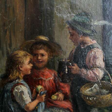 PETERS, PIETRONELLA (Stuttgart 1848-1924), "Drei Kinder vor dem Haus", - Foto 4