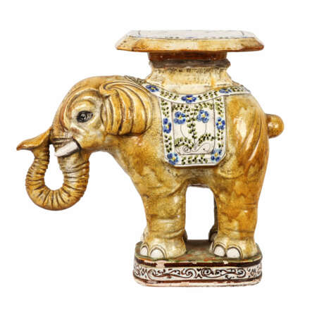 Elefant aus Keramik als Blumensäule. - Foto 3