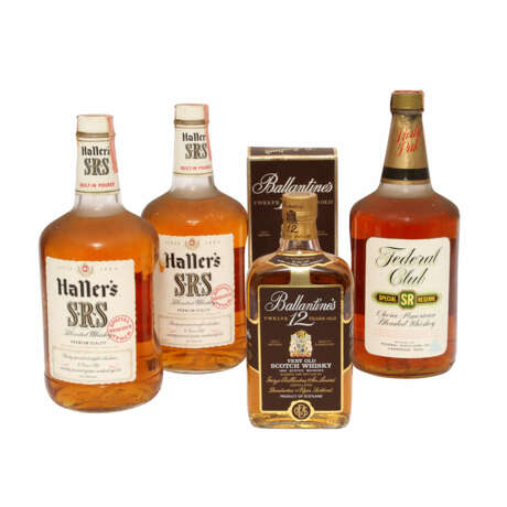 Konvolut 4tlg blended Whisk(e)yflaschen (BALLANTINE'S, 2x HALLER'S, FEDERAL CLUB) - Foto 1