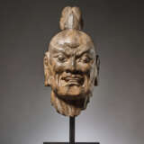 OVER-LIFESIZE LIMESTONE HEAD OF A TIANWANG GUARDIAN GOD, CHINA, TANG DYNASTY - photo 2