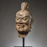OVER-LIFESIZE LIMESTONE HEAD OF A TIANWANG GUARDIAN GOD, CHINA, TANG DYNASTY - photo 3