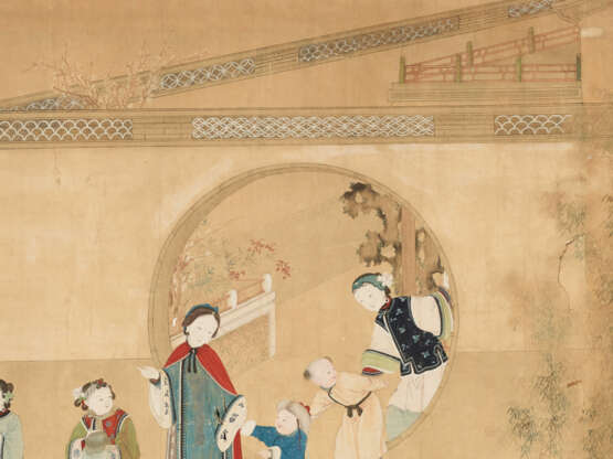 A FINE AND VERY LARGE PAINTING WITH CHILDREN PLAYING IN THE PALACE GARDEN - photo 5