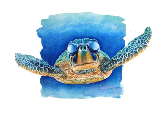 “Sea turtle” Paper Pencil Animalistic 2018 - photo 1