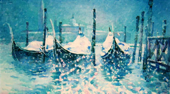 “winter in Venice” Paper Watercolor Socialist Realism Landscape painting 2017 - photo 1