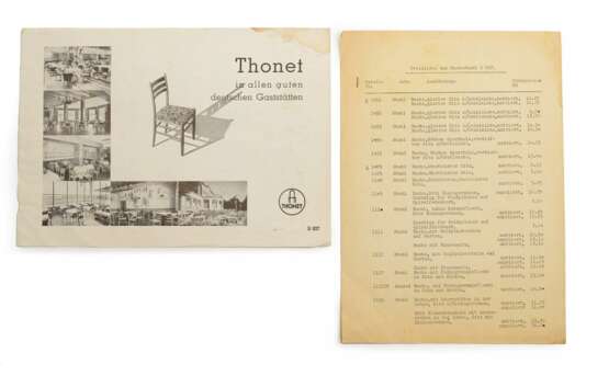 Thonet Musterbuch S 837, Mitte 1930er Jahre (wahrscheinlich August 1937), mit Preisliste, diese geschrieben mit Schreibmaschine - фото 1