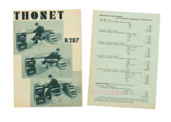 Thonet Originalverkaufsprospekt für Stahlrohr-Schreibtisch B287 von 1933, 2 Stück