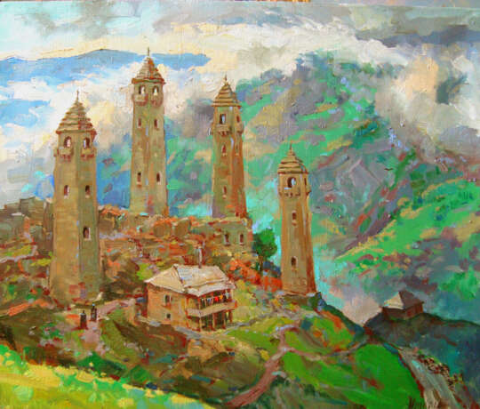 В горах Кавказа Leinwand Ölfarbe Realismus Landschaftsmalerei 2017 - Foto 1