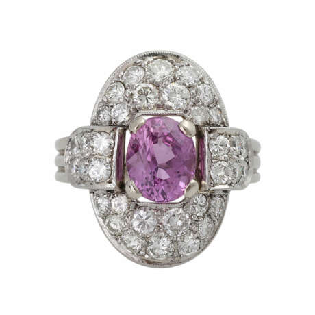 Ring mit pinkfarbenem Saphir und Brillanten - photo 1