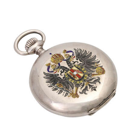 Taschenuhr mit Wappen, ca. Anfang 20. Jahrhundert, Savonette-Gehäuse in Silber. - photo 5