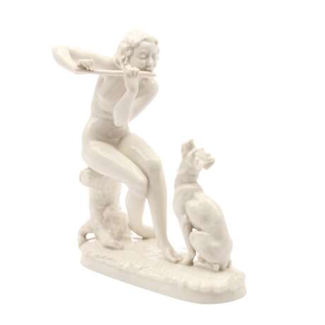 WERNER, CARL Figurengruppe 'Flötenspielerin mit Hund', 20. Jahrhundert - фото 1