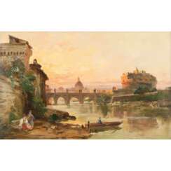 CORRODI, Hermann, ATTR./UMKREIS (H.C.: Frascati 1844-1905 Rom), "Rom, Fähre über den Tiber",