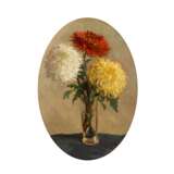 EBERHARD. E. (Maler/in 19./20. Jahrhundert), "Stillleben mit drei Chrysanthemen in Glasvase", - Foto 1