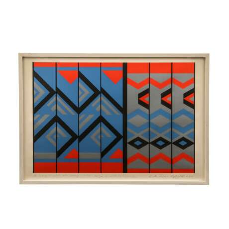 HAJEK, OTTO HERBERT (1927-2005); "Geometrische Komposition in Rot, Blau, Silber und Schwarz", - photo 1