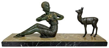 Bronze Skulptur „FRAU MIT REH“, um 1925-1930, Demétre H. Chiparus