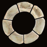 AN EXTREMELY RARE COMPOSITE DISC IN SEVEN SECTIONS CARVED FROM A BLOCK OF YELLOW-COLOURED JADE - photo 2