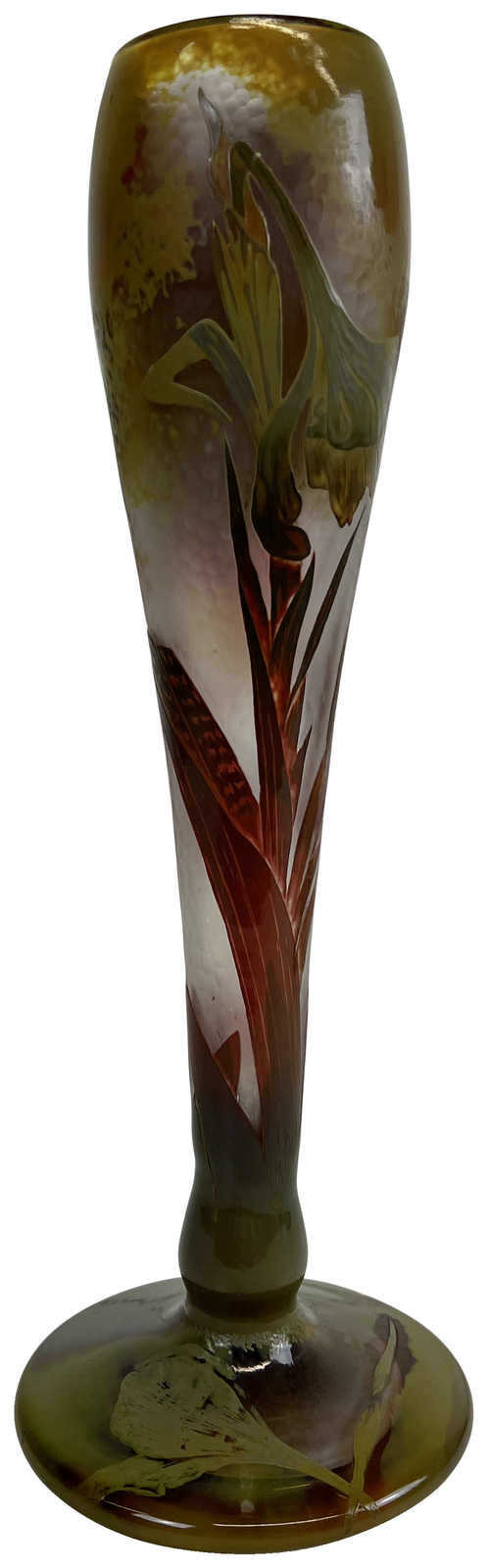 Jugendstil Vase, Meisenthal Lorraine, Entwurf von Désiré Christian, um 1900