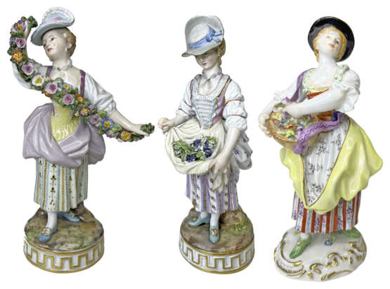 3 Figuren Meissen, Entwurf um 1770 - 1778 von Michael Victor Acier - Foto 1