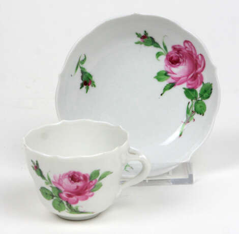 Meissen Mokkagedeck *Rote Rose* - Foto 1