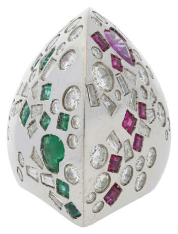Smaragd-Rubin-Diamant-Ring - Foto 1