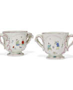 Chantilly Porcelain Factory. A PAIR OF CHANTILLY PORCELAIN KAKIEMON TWO-HANDLED SMALL BOTTLE-COOLERS