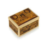 A LOUIS PHILIPPE GOLD AND GOLD-PLATED-MOUNTED FRUITWOOD MARQUETRY SNUFF-BOX - фото 1