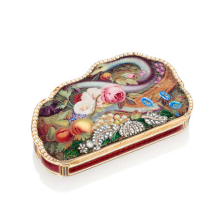 A SWISS JEWELLED AND ENAMELLED GOLD SNUFF-BOX - Foto 1