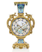 Japonism. A FINE FRENCH ORMOLU AND CLOISONNE ENAMEL MOON FLASK CLOCK