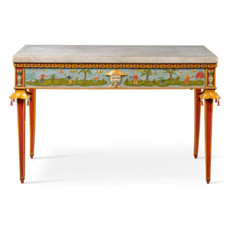  A PAIR OF ITALIAN CHINOISERIE POLYCHROME-DECORATED CONSOLE TABLES - photo 2