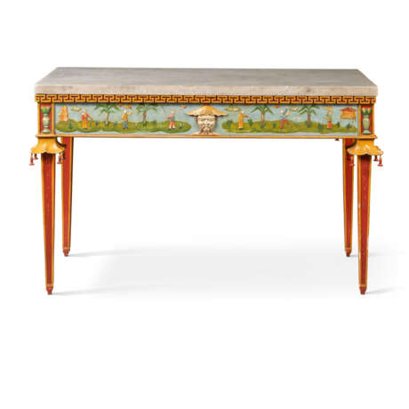  A PAIR OF ITALIAN CHINOISERIE POLYCHROME-DECORATED CONSOLE TABLES - photo 3
