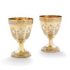 A PAIR OF GEORGE III SILVER GILT GOBLETS