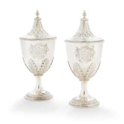 A PAIR OF GEORGE III SILVER GOBLETS AND COVERS